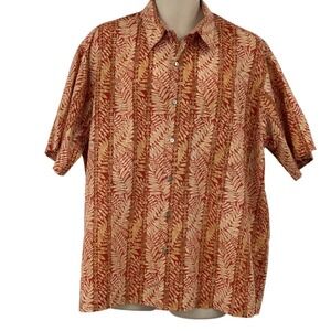 Tori Richard Men's Short Sleeve Button Front Hawaiian Shirt Red/Beige Floral‎ XL